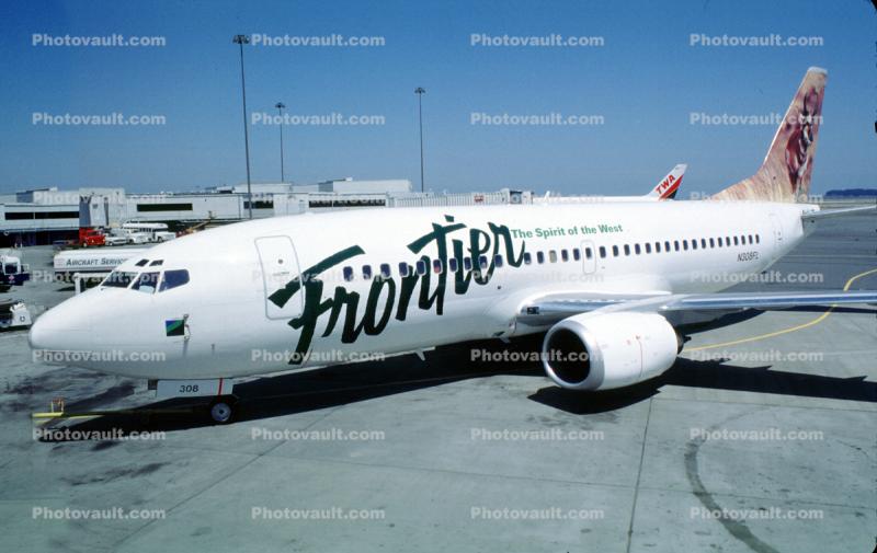 N308FL, Boeing 737-3U3, Frontier Airlines, (SFO), Boeing 737-300 series, CFM56-3C1, CFM56