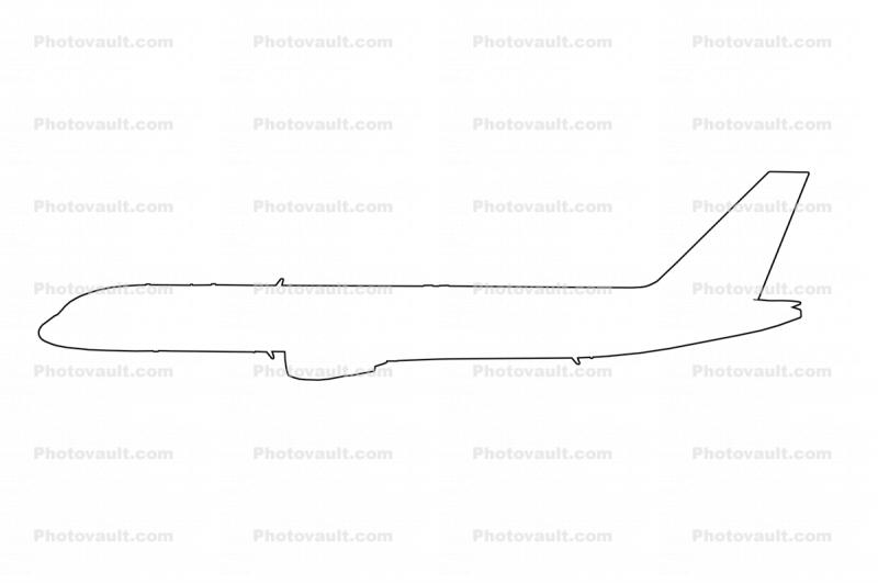 757-200 outline, line drawing, shape