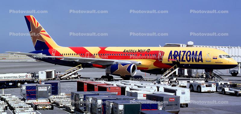 N901AW, Arizona, Boeing 757-2S7, America West Airlines AWE, "City of Tucson", 757-200 series, RB.211, Panorama