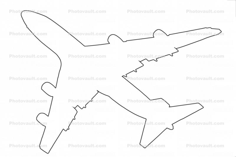 Boeing 747-4B5 Outline, Line Drawing
