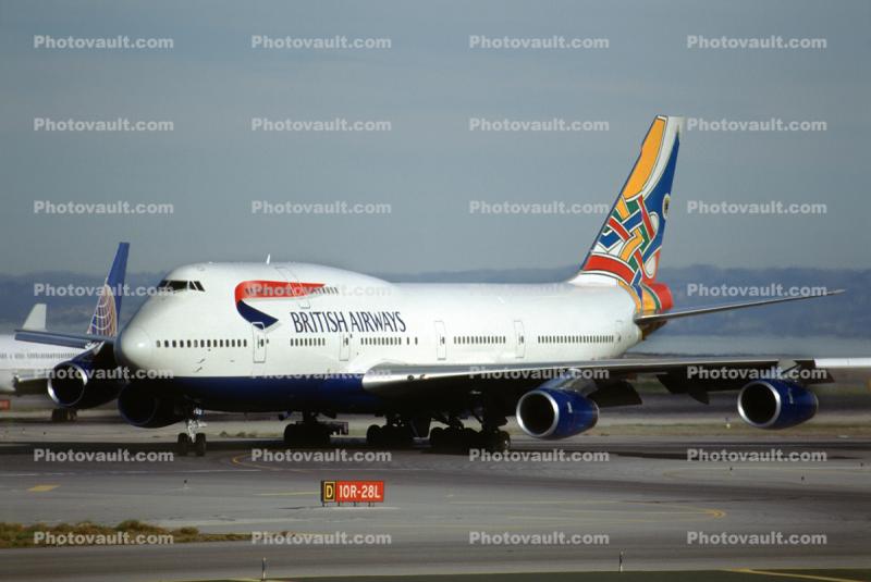 G-BYGB, British Airways BAW, Boeing 747-436, (SFO), RB211, 747-400 series, RB211-524G