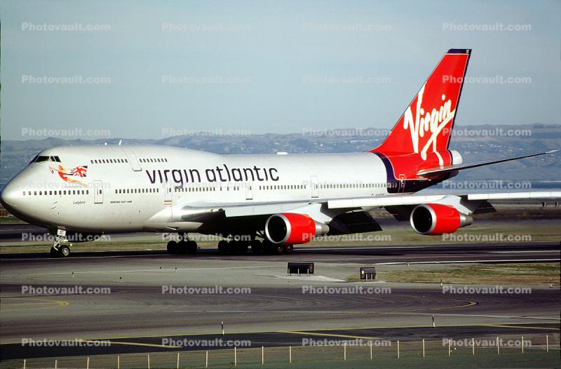 ?, Boeing 747-41R, Virgin Atlantic Airways, (SFO), 747-400 series, CF6, Ladybird, CF6-80C2B1F
