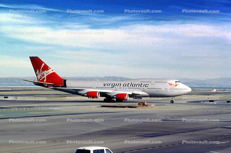 G-VAST, Boeing 747-41R, Virgin Atlantic Airways, San Francisco International Airport (SFO), 747-400 series, CF6, Ladybird, CF6-80C2B1F