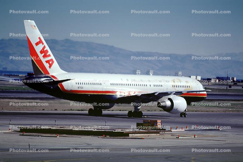 N711ZX, Trans World Airlines TWA, Boeing 757-231, (SFO), PW2037, PW2000, January 2000
