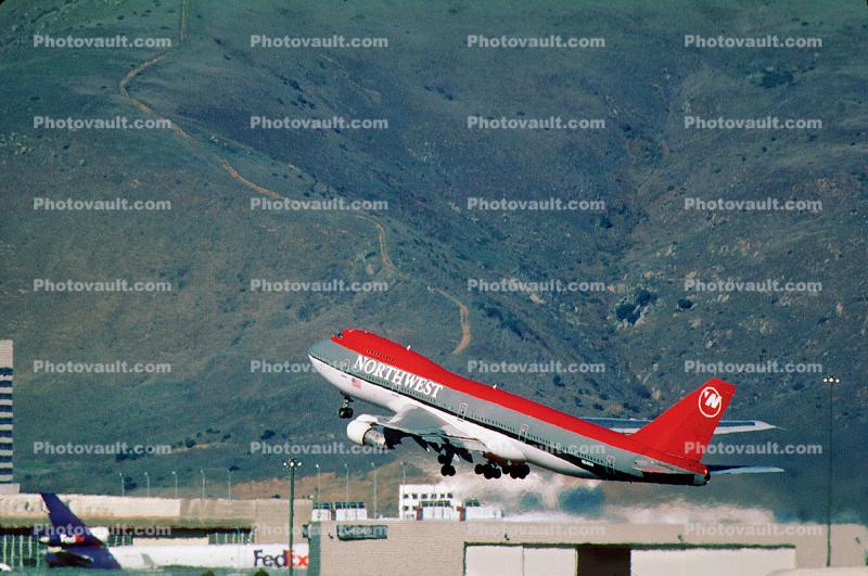 Boeing 747-212B, San Francisco International Airport (SFO), Northwest Airlines NWA, N641NW, 747-200 series, JT9D-7Q, JT9D