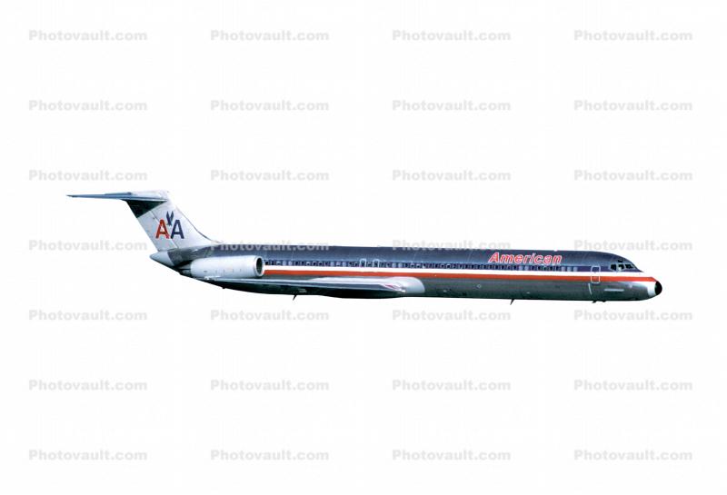 N452AA, American Airlines AAL, McDonnell Douglas MD-82, San Francisco International Airport (SFO), photo-object, object, cut-out, cutout, JT8D-217C, JT8D