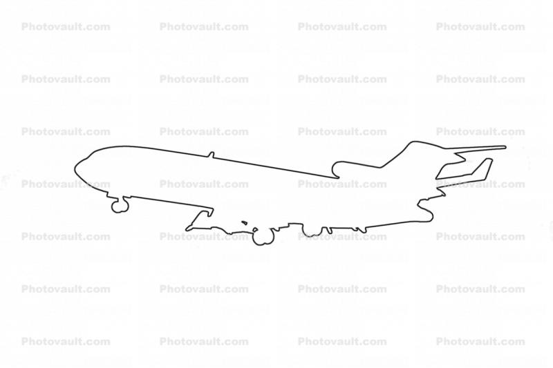 Boeing 727-225A Outline, Line Drawing, 727-200 series
