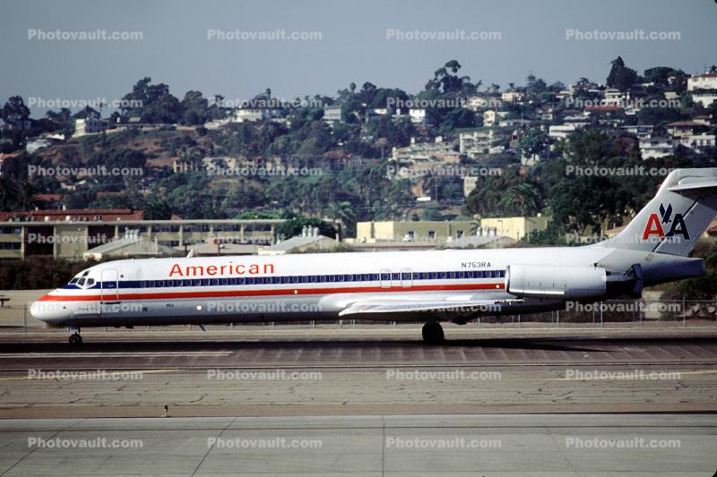 N753RA, McDonnell Douglas MD-87, American Airlines AAL, JT8D-217C, JT8D, San Diego, California