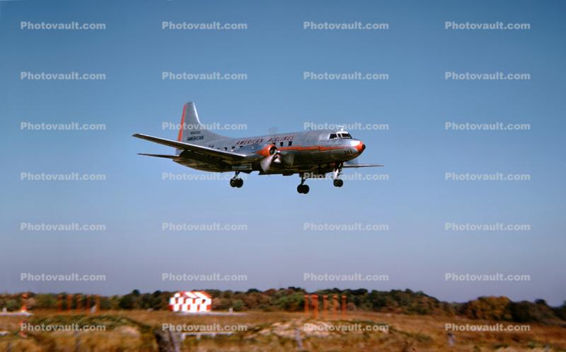 American Airlines AAL, CV-240, 240, flying, flight, airborne, landing, 1950s