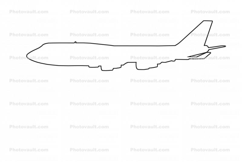 Boeing 747 outline, line drawing, shape
