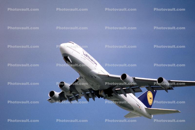 D-ABVH, Boeing 747-430, San Francisco International Airport (SFO), Lufthansa, 747-400 series, CF6, CF6-80C2B1F