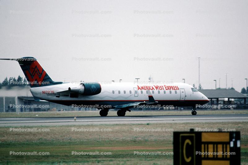 N17275, Bombardier-Canadair Regional Jet CRJ, Mesa Airlines, America West Express, Fresno Yosemite International Airport, CF34