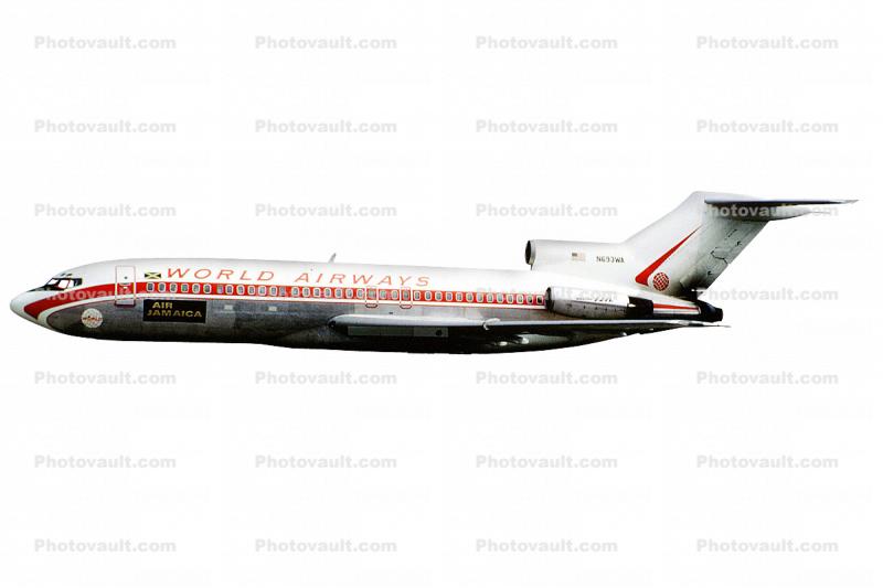 N693WA, Boeing 727-173C, World Airways WOA, Air Jamaica, photo-object, object, cut-out, cutout, 727-100 series
