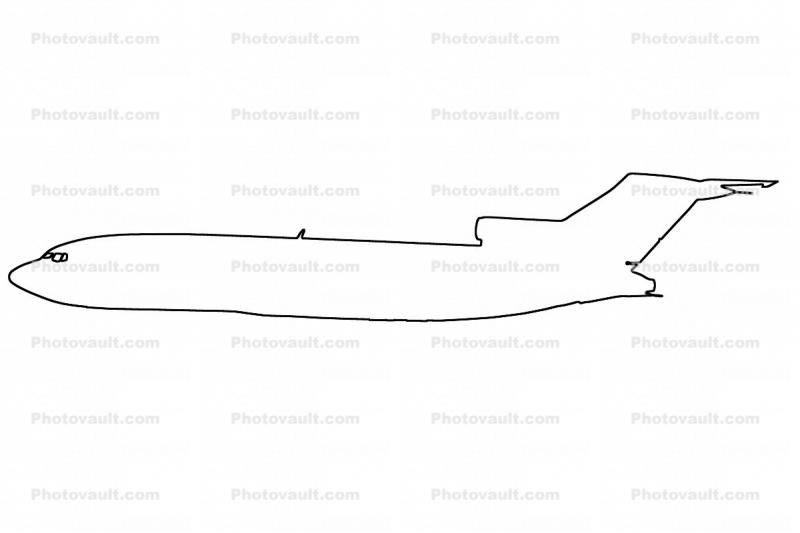 Boeing 727-173C outline, line drawing, shape, 727-100 series