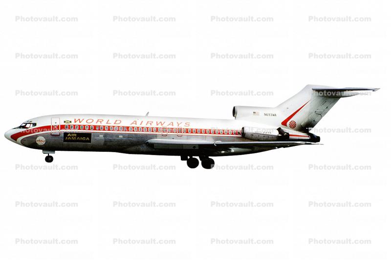 N693WA, Boeing 727-173C, World Airways WOA, Air Jamaica, photo-object, object, cut-out, cutout, 727-100 series