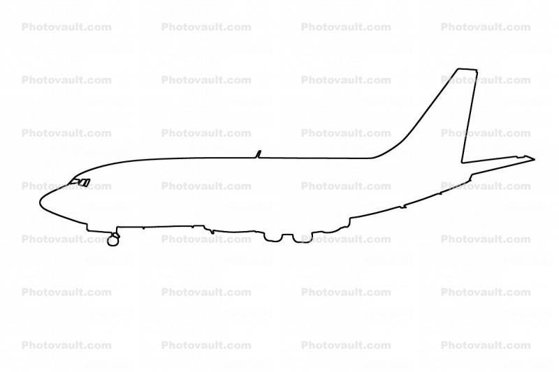 Boeing 737-130 outline, line drawing, shape