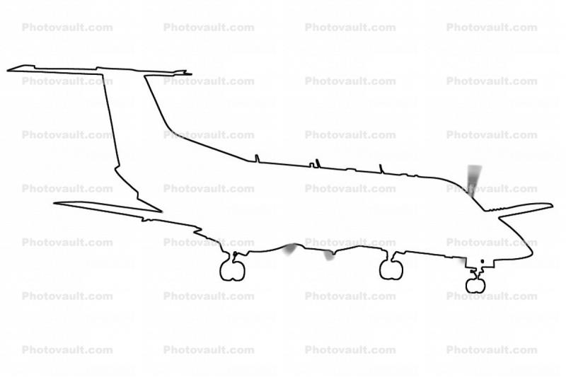 Embraer Brasilia EMB-120ER, outline, line drawing, shape