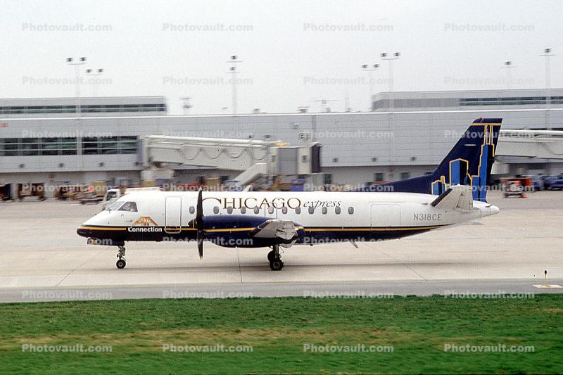 N318CE, Chicago Express Airlines WDY, SAAB 340B, Connection, 340 series