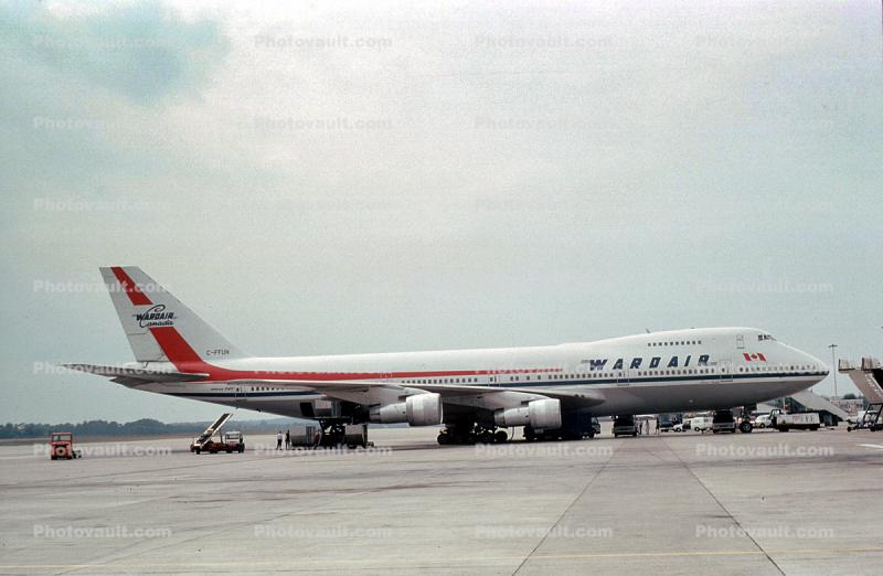 C-FFUN, Boeing 747-124, Wardair, 747-100 series, JT9D-7A, JT9D