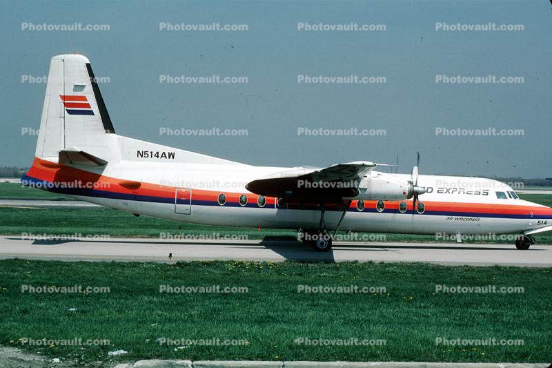 N514AW, United Express, Air Wisconsin AWI, Fokker F27-500, FN: 514, 1950s