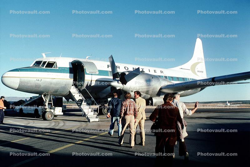 Frontier Airlines, Passengers Boarding, Stairs, Steps, 1950s