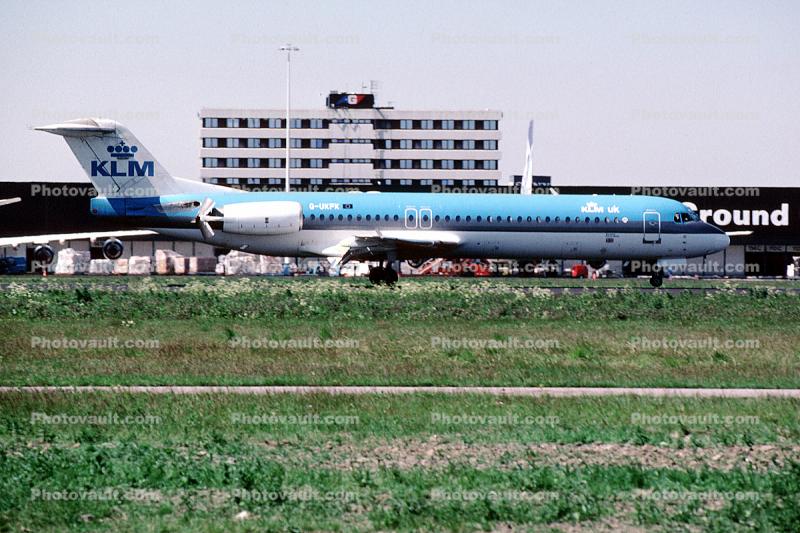 G-UKFK, KLM Airlines, Fokker, Twin Engine Jet, F-28