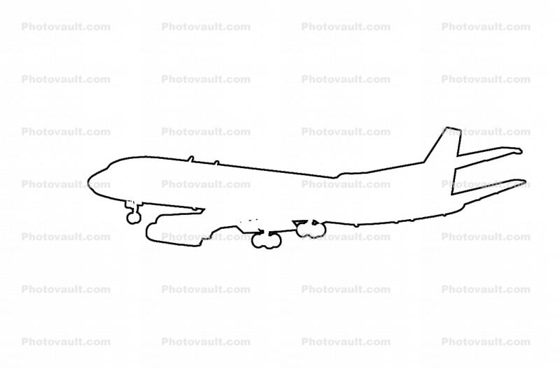 Douglas DC-8 outline, line drawing, shape