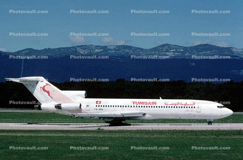TS-JHN, TunisAir, Boeing 727-2H3, Geneva International Airport, Switzerland, JT8D, 727-200 series