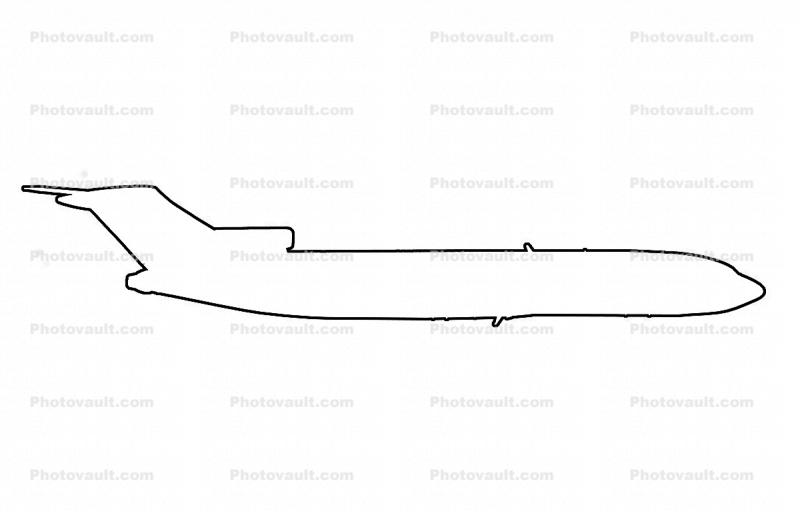 Boeing 727 outline, line drawing, shape