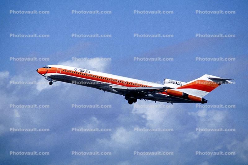 N552PS, Boeing 727-214, PSA, Pacific Southwest Airlines, Taking-off, JT8D, 727-200 series, Smileliner
