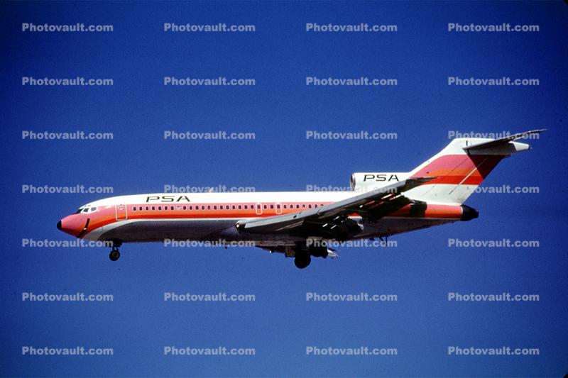 N972PS, PSA, Pacific Southwest Airlines, Boeing 727, Smileliner
