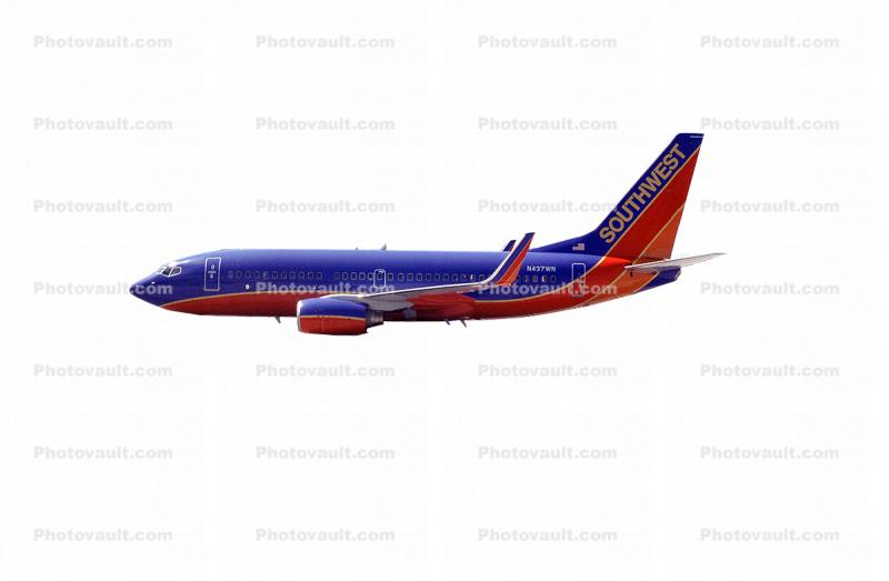 N437WN, Boeing 737-7H4, Southwest Airlines SWA, Next Gen, 737-700 series, photo-object, object, cut-out, cutout, CFM56-7B24, CFM56