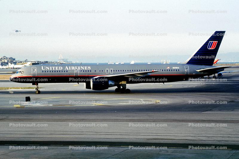 N518UA, United Airlines UAL, Boeing 757-222, 757-200 series, PW2037, PW2000