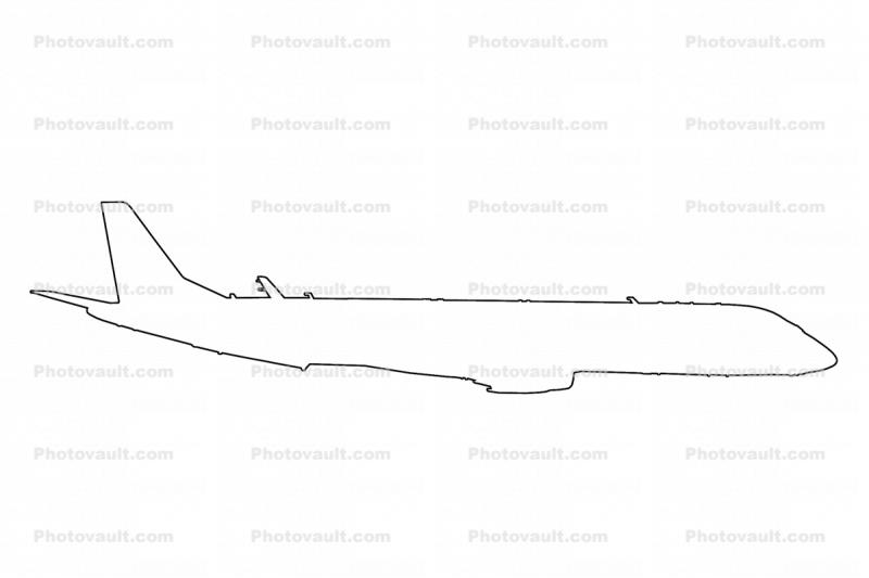 Embraer 195LR Outline, Line Drawing