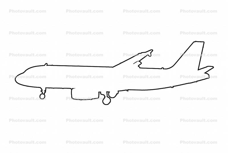 A320 outline, line drawing, shape