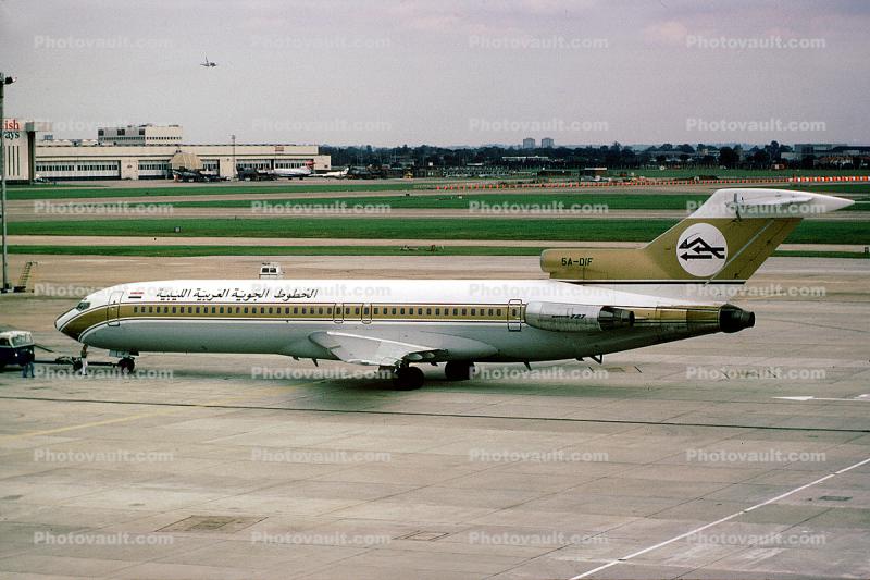 5A-DIF, Libyan Arab Airlines, Libyan Arab Jamahiriya, Boeing 727-2L5, JT8D, 727-200 series