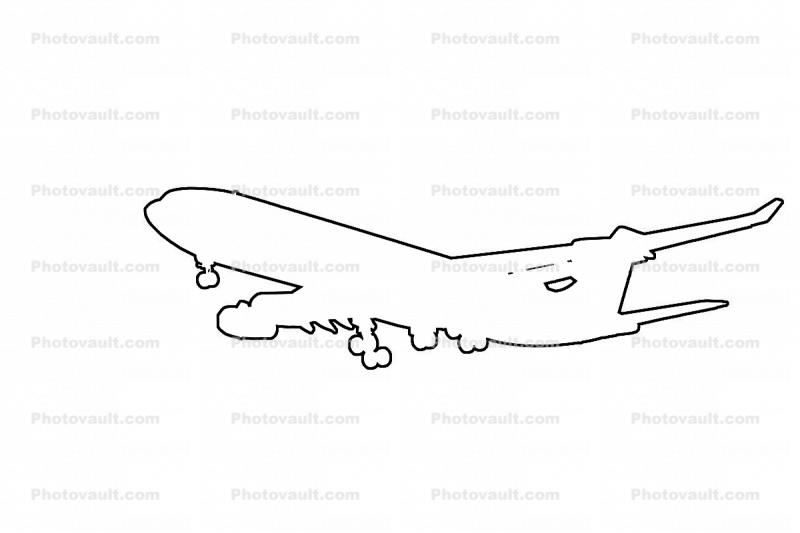 Airbus A340 outline, line drawing, shape
