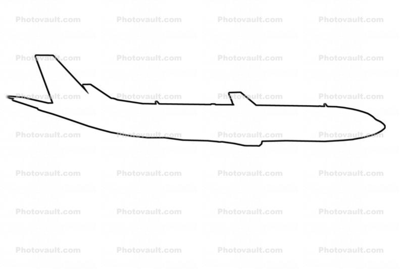Airbus A340 outline, line drawing, shape
