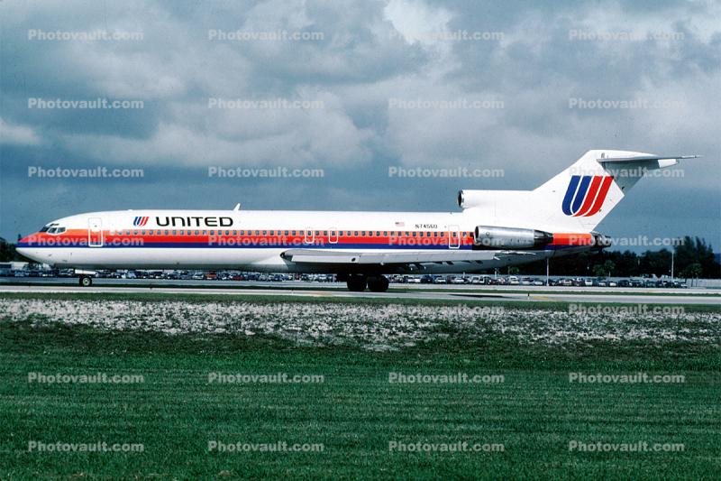 N7456U, United Airlines UAL, Boeing 727-222, JT8D, 727-200 series