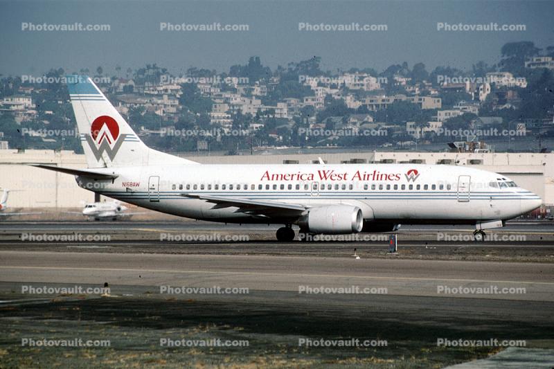 N168AW, Boeing 737-33A, America West Airlines AWE, 737-300 series, CFM56-3B2, CFM-56, CFM56