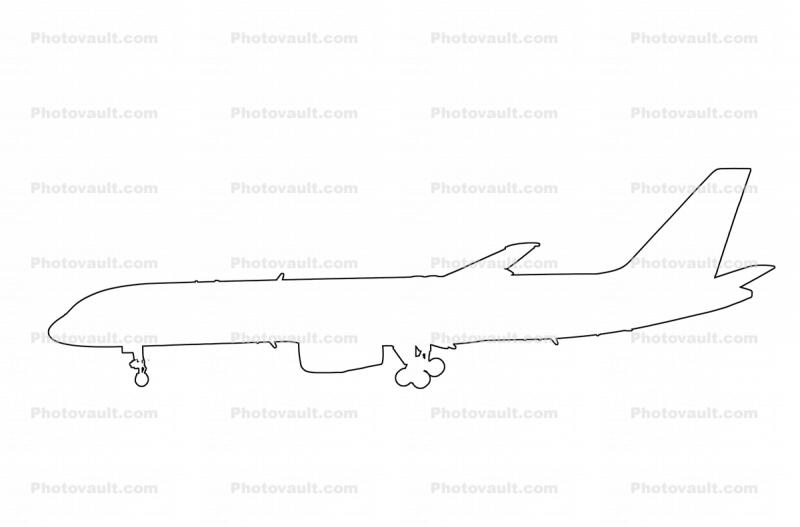 Boeing 757-223PCF outline, line drawing
