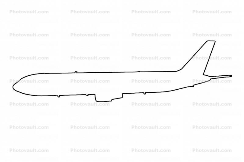 Boeing 767 outline, line drawing, shape
