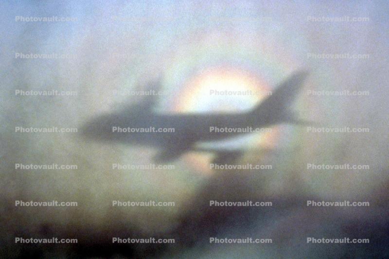 Airbus A340, 360 degree rainbow, Shadow, Glory Ring Halo, Cloudbow, daytime, daylight