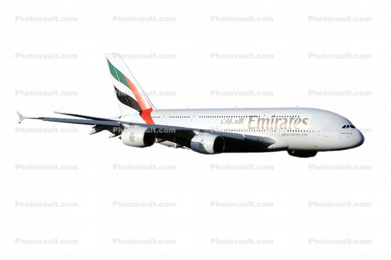 Airbus A380, Emirates Airlines, photo-object, object, cut-out, cutout