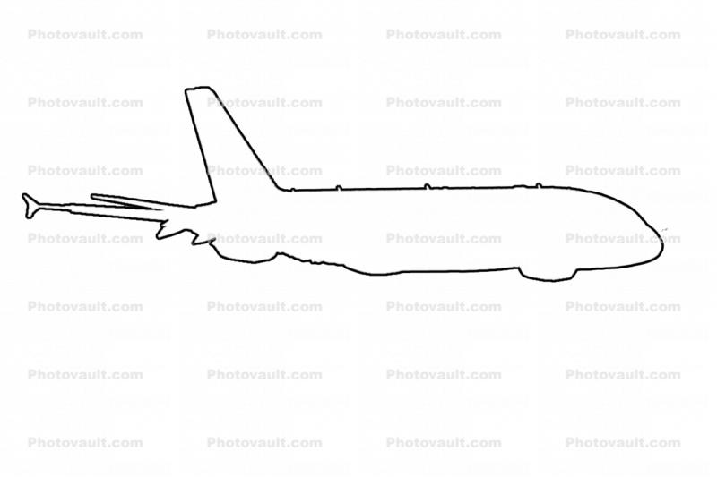 A380 outline, line drawing, shape