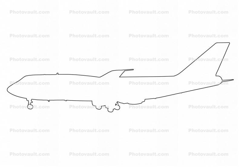Boeing 747-338 outline, line drawing