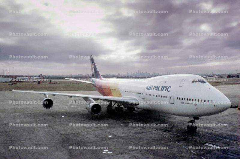 VH-EEI, Air Pacific, Boeing 747-123, 747-100, series 1988, 1980s, JT9D-7AH, JT9D, Island of Viti Levu, June 1988