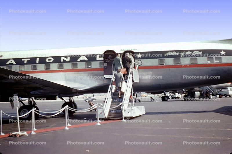 Boarding Passengers, Mobile Stairs, Steps, National Airlines NAL, Rampstairs, ramp, 1950s