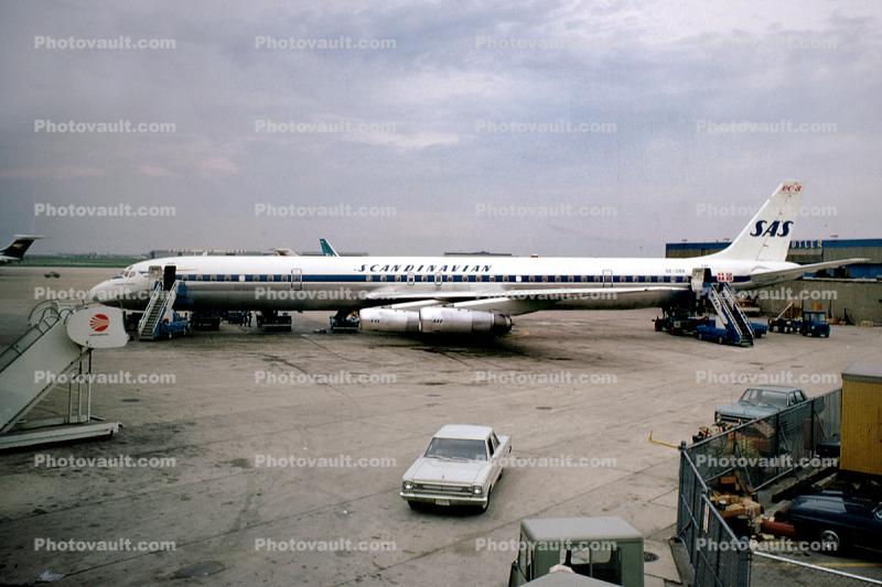SE-DBK, Douglas DC-8-63, JT3D, cars, automobiles, vehicles, JT3D-7 s3, 1970, 1970s