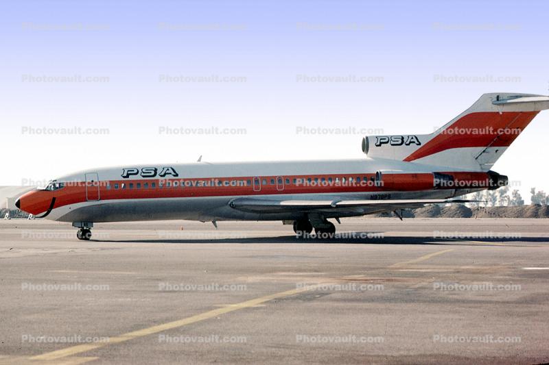 N978PS, Boeing 727-51, Pacific Southwest Airlines, March 1980, 1980s, Smileliner